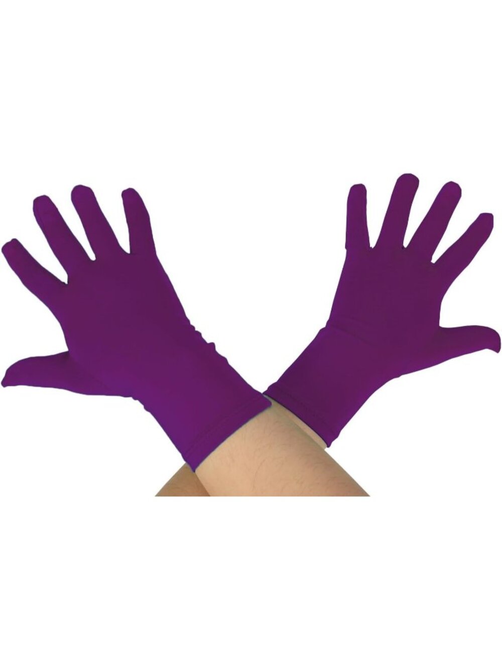 Women's Purple 9.5“ Unisex Short Spandex Length Stretchy Costume Gloves